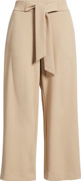 AK ANNE KLEIN Tie Front Pull-On Wide Leg Crop Pants