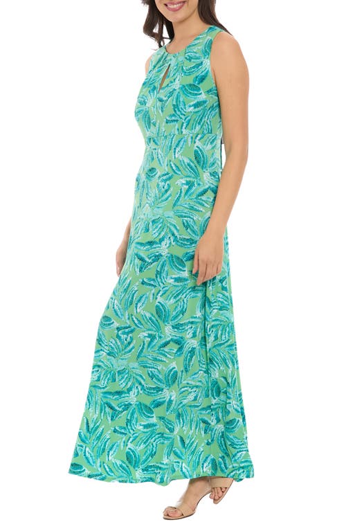 London Times Keyhole Front Maxi Dress In Green Aqua