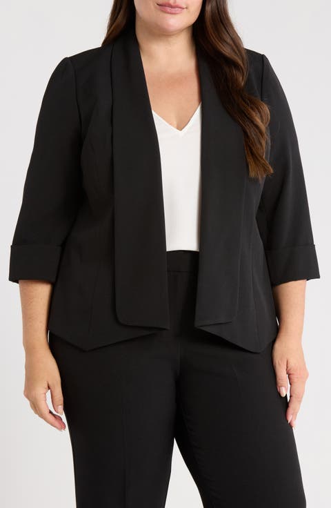 Open Front Cardigan Jacket (Plus)