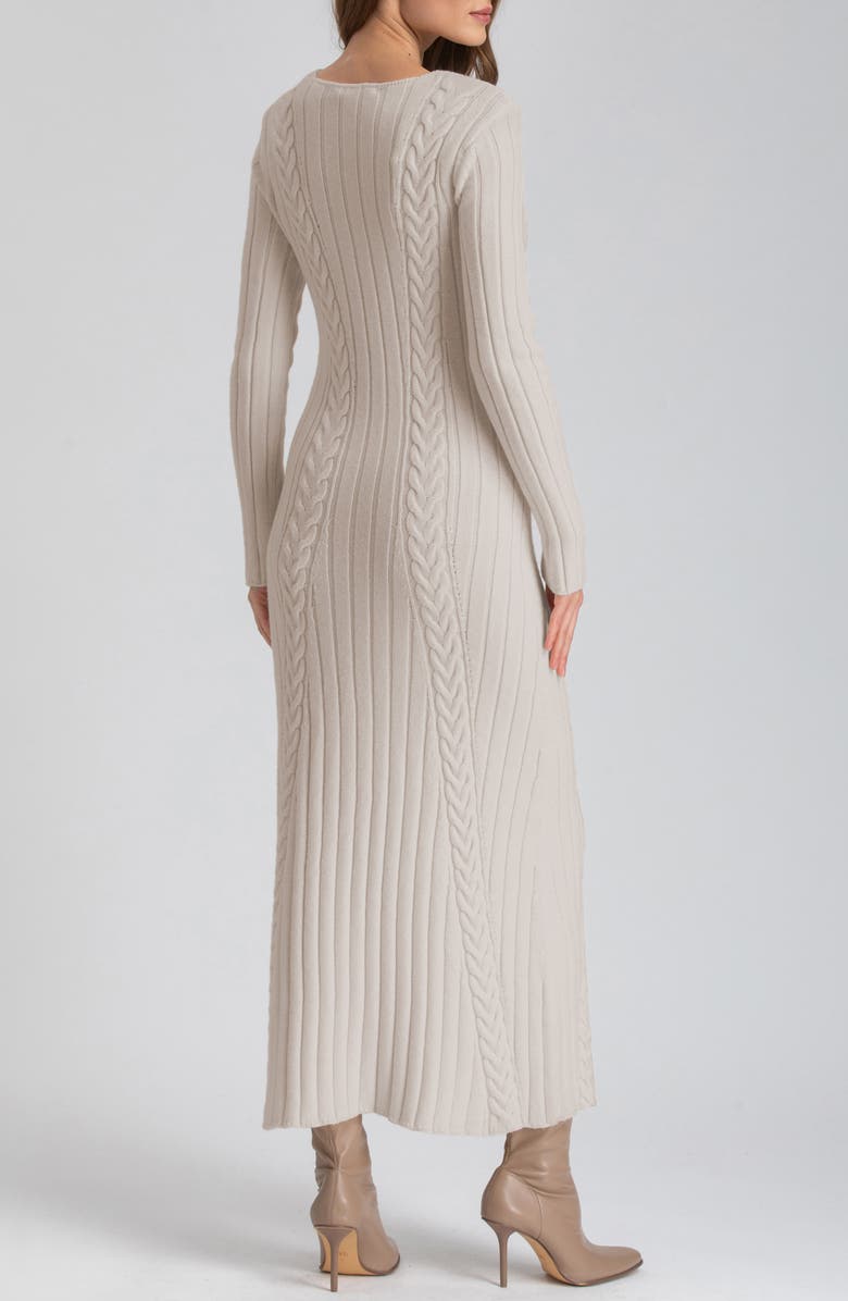 Pietro Brunelli Long Sleeve Mixed Stitch Maternity Midi Sweater Dress, Alternate, color, Light Beige