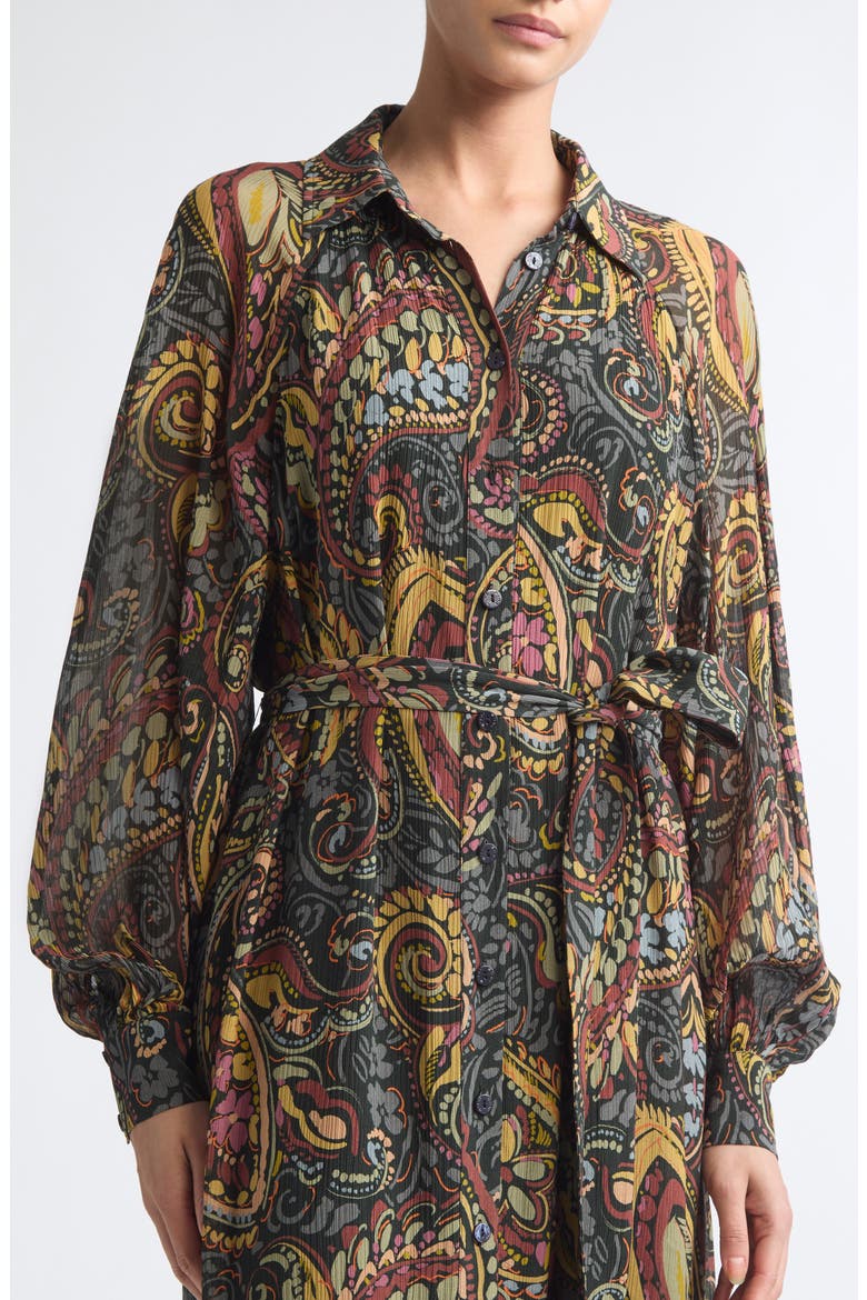 Printed Midi Dress, Alternate, color, PRINT ON BLACK BASE
