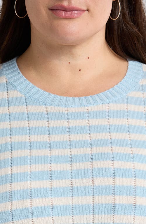 Shop Caslonr Caslon(r) Stitch Play Stripe Sweater In Blue Falls- Ivory Stripe