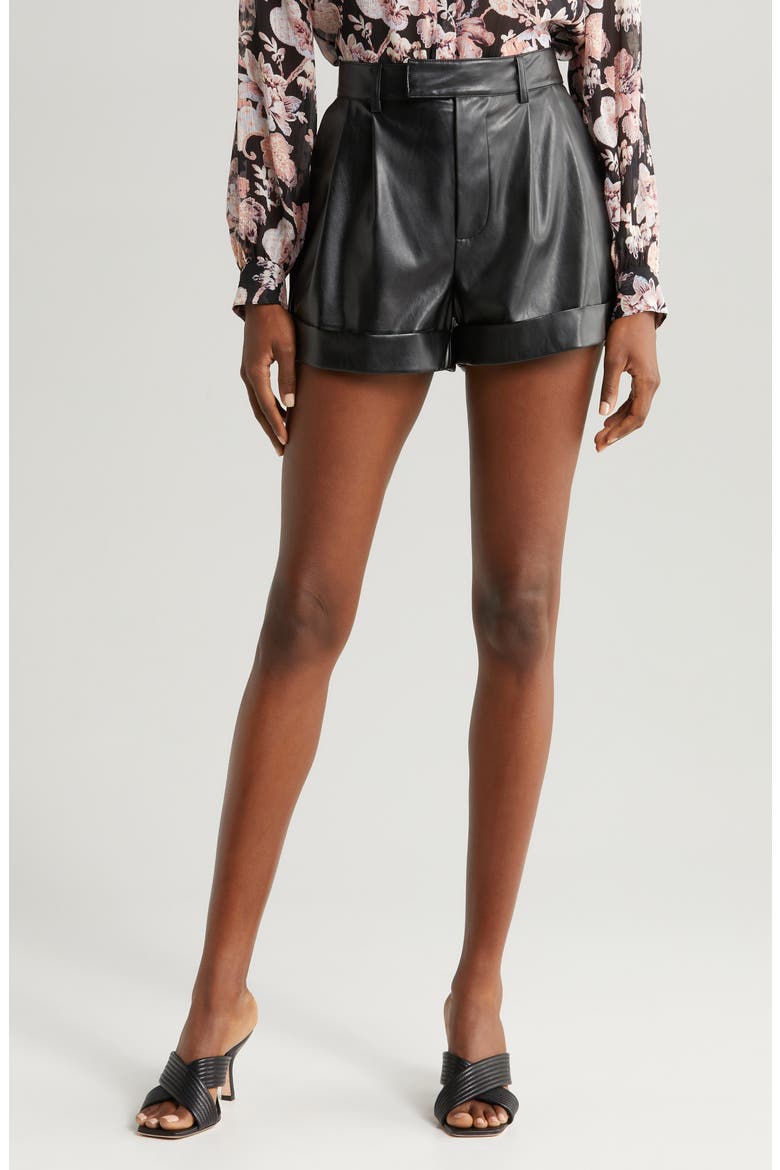 Bistro Faux Leather Shorts, Main, color, BLACK