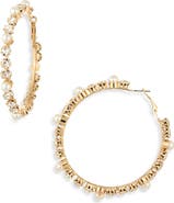 Tasha Faux Pearl & Crystal Hoop Earrings