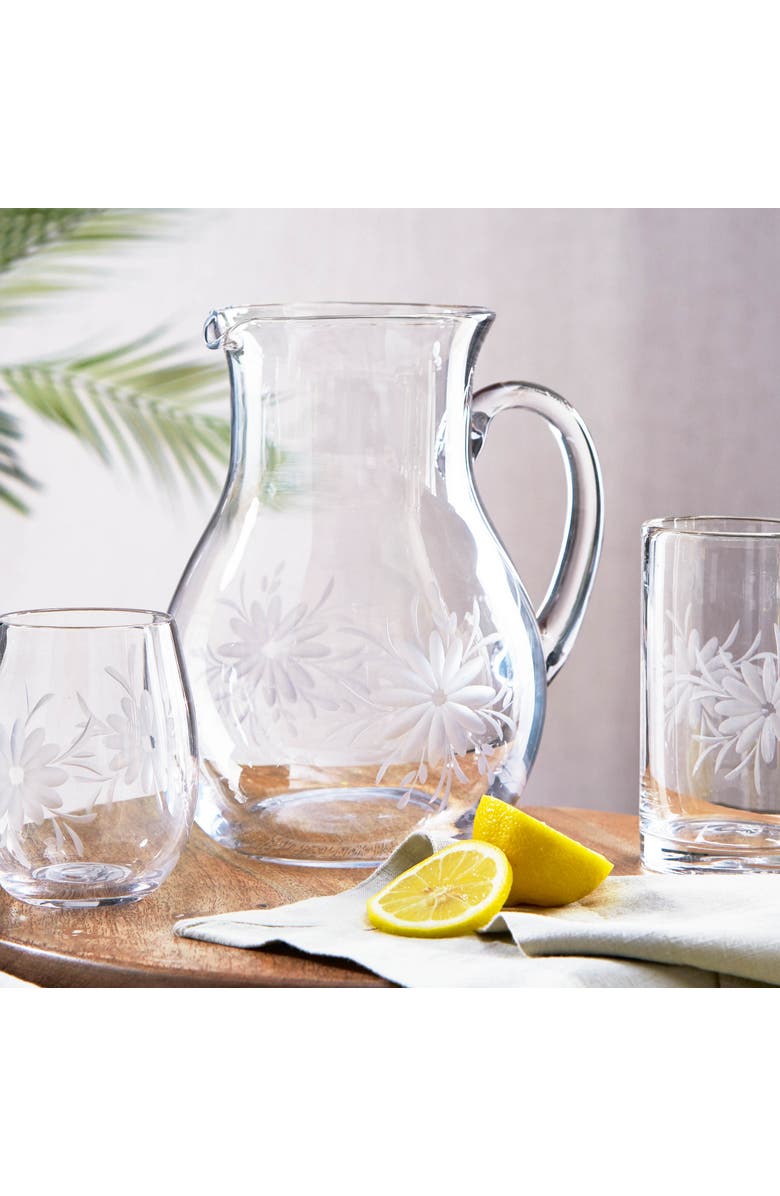 tag Fleur Etched Stemless Wine Glasses for Events and Parties, Alternate, color, Clear