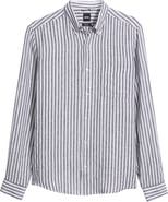 BOSS Liam Regular Fit Linen Button-Up Shirt