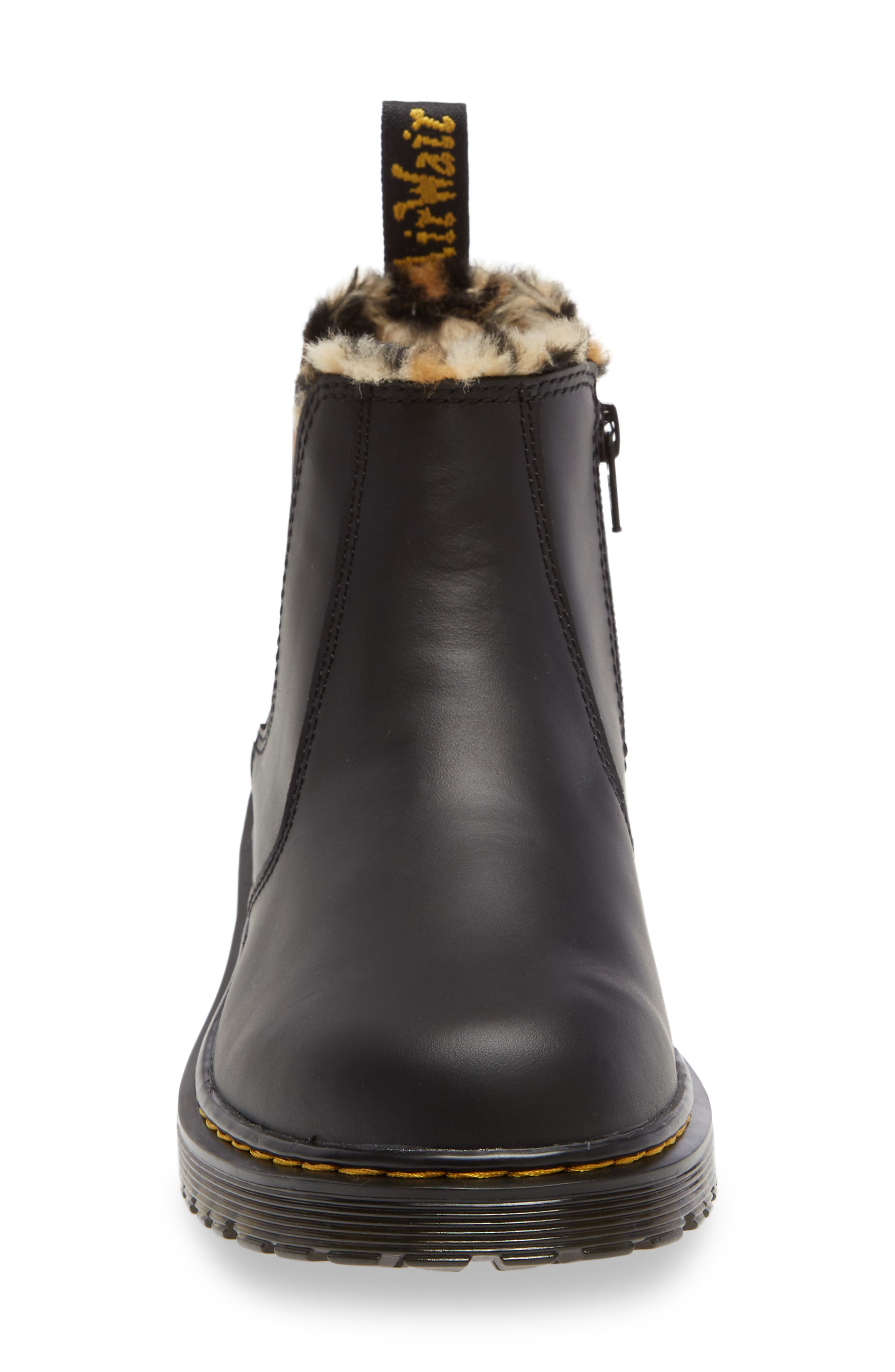 Dr. Martens Kids' Leonore Faux Fur Lined Chelsea Boot, Alternate, color, 