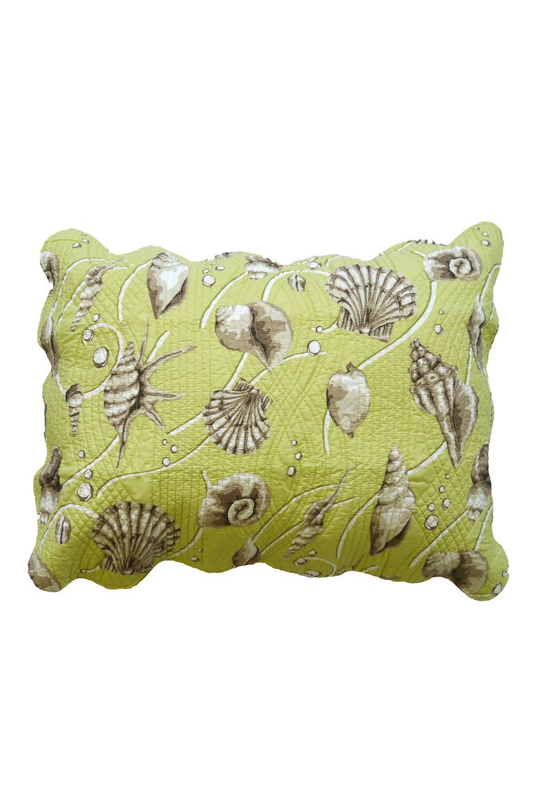 Calypso Shells Cotton Quilt Set  - Reversible and Machine Washable, Alternate, color, Green