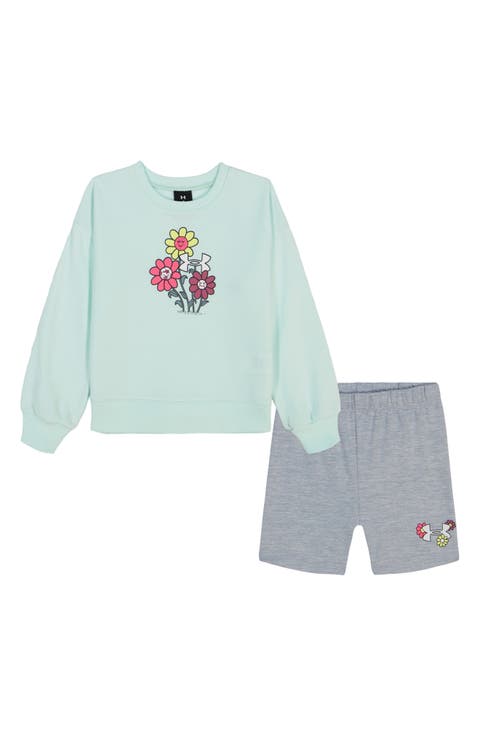 Kids' Graphic Sweatshirt & Bike Shorts (Little Kid)