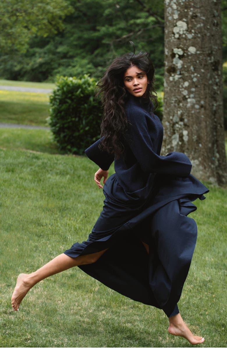 French Connection Sateen Maxi Skirt, Alternate, color, 40-Marine