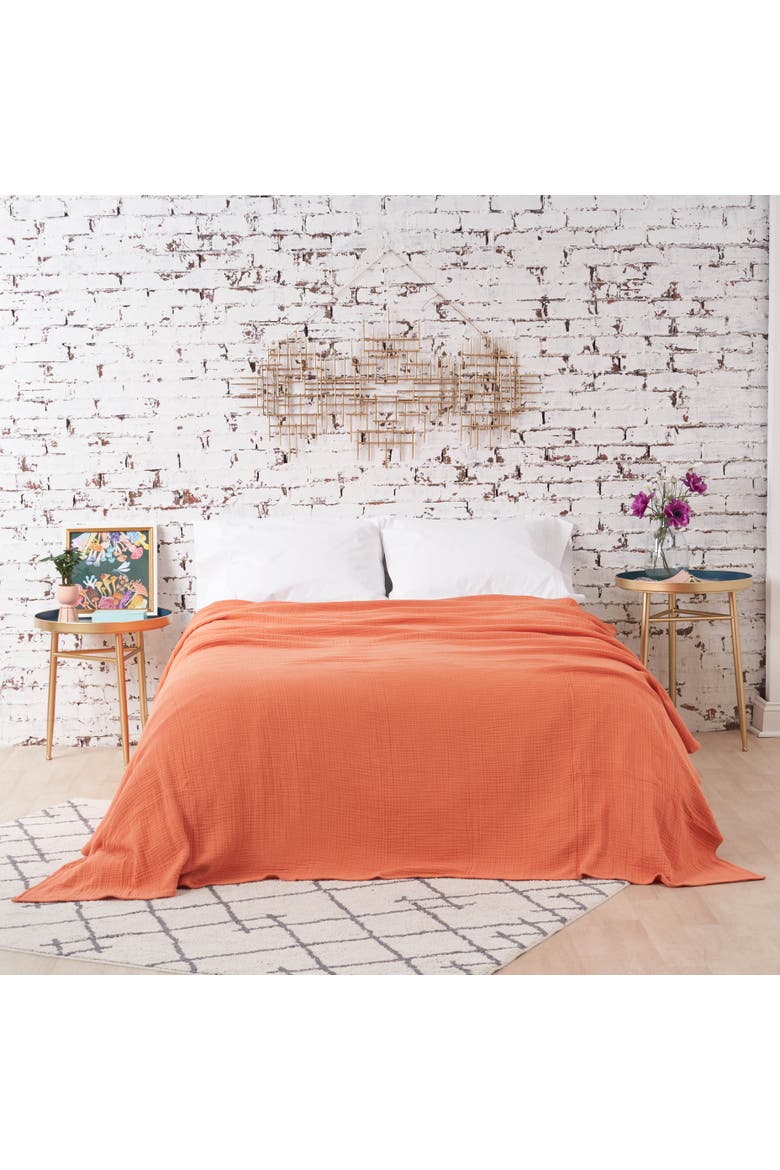 Ryker Melon Twin Gauze Coverlet Bedspread, Main, color, Orange