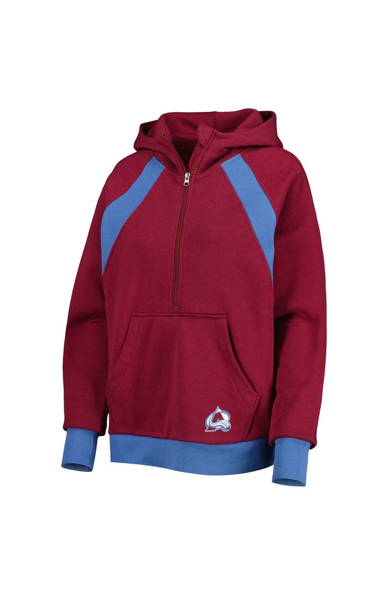 STARTER Women's Starter Burgundy Colorado Avalanche Wishbone Half-Zip Hoodie, Alternate, color, Burgundy