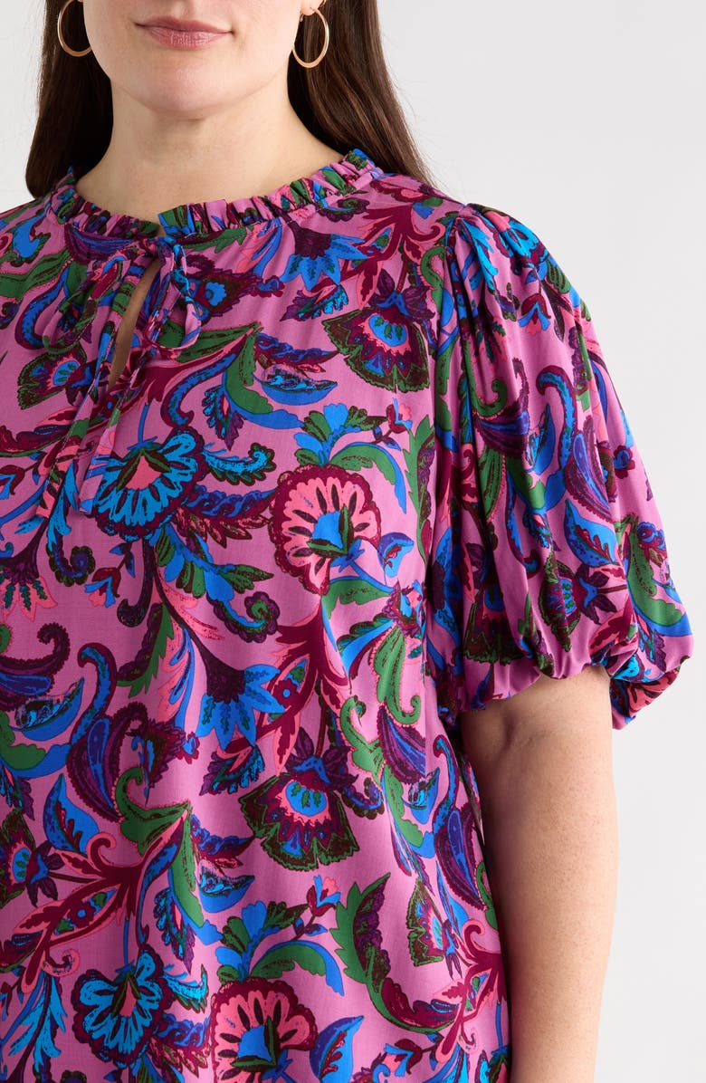 SUGARLIPS Valier Floral Print Puff Sleeve Top, Alternate, color, Mauve-Multi