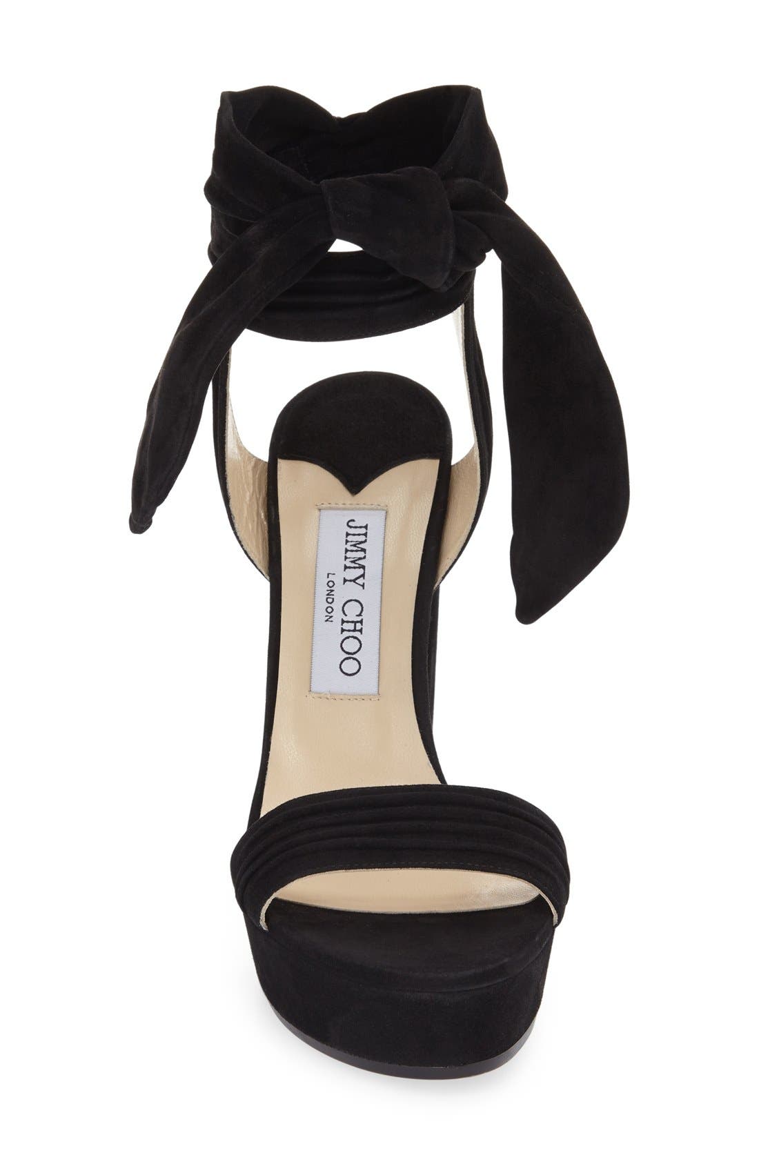 'Kaytrin' Wraparound Strap Sandal, Alternate, color, BLACK SUEDE