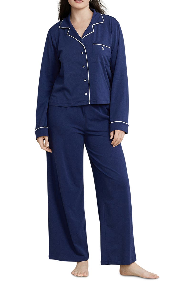 Polo Ralph Lauren Jersey Pajamas, Alternate, color, Navy