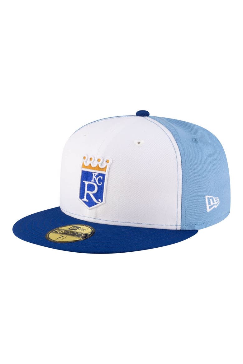 Men's New Era  White/Light Blue Kansas City Royals Authentic Collection On-Field 59FIFTY Fitted Hat, Main, color, White