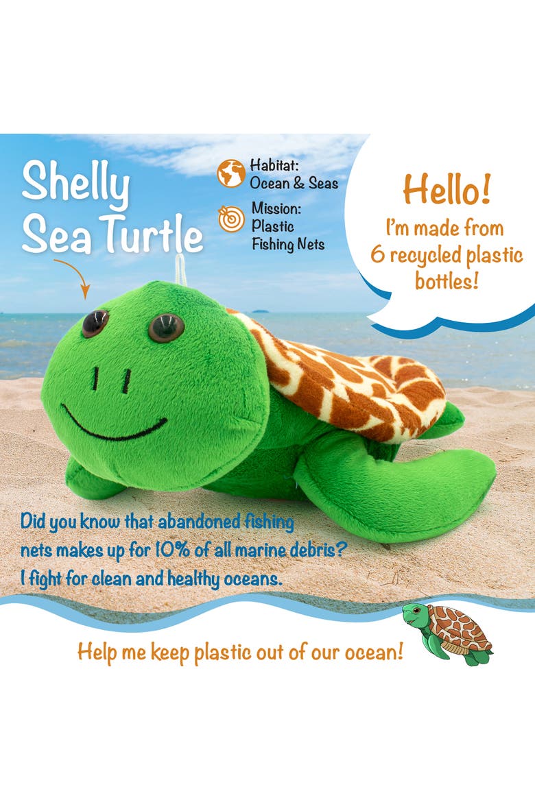 Shelly The Sea Turtle 12" Stuffed Plush Toy w/ Animal Sounds, Alternate, color, Green