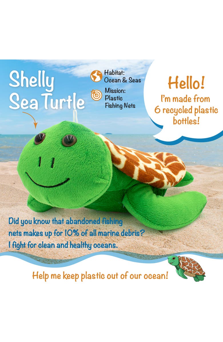 Shore Buddies Shelly The Sea Turtle 12" Stuffed Plush Toy w/ Animal Sounds, Alternate, color, Green