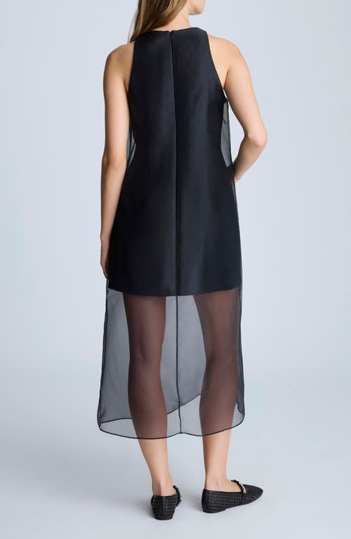 Kenneth Cole Sheer Mesh Overlay Midi Dress In Black
