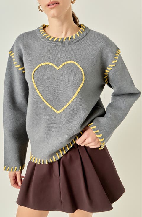 Heart Whipstitch Sweater