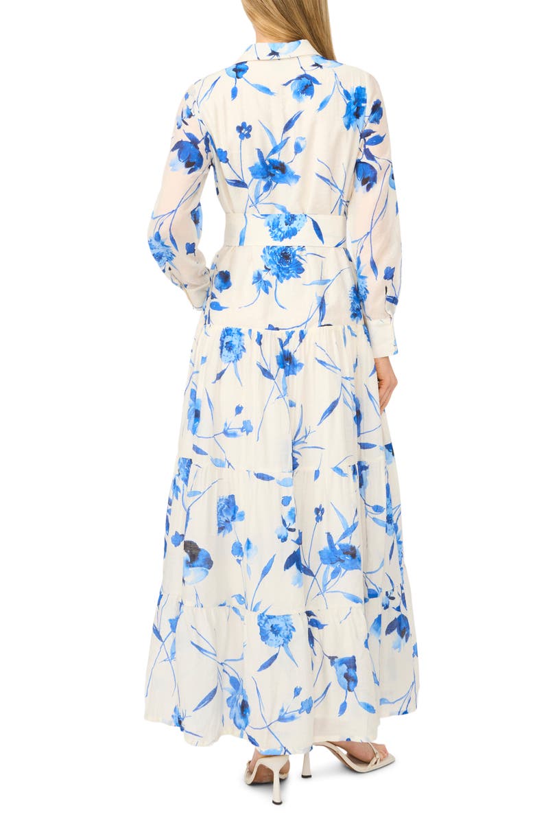 Halogen<sup>®</sup> Floral Long Sleeve Tiered Shirtdress, Alternate, color, Dazzling Blue
