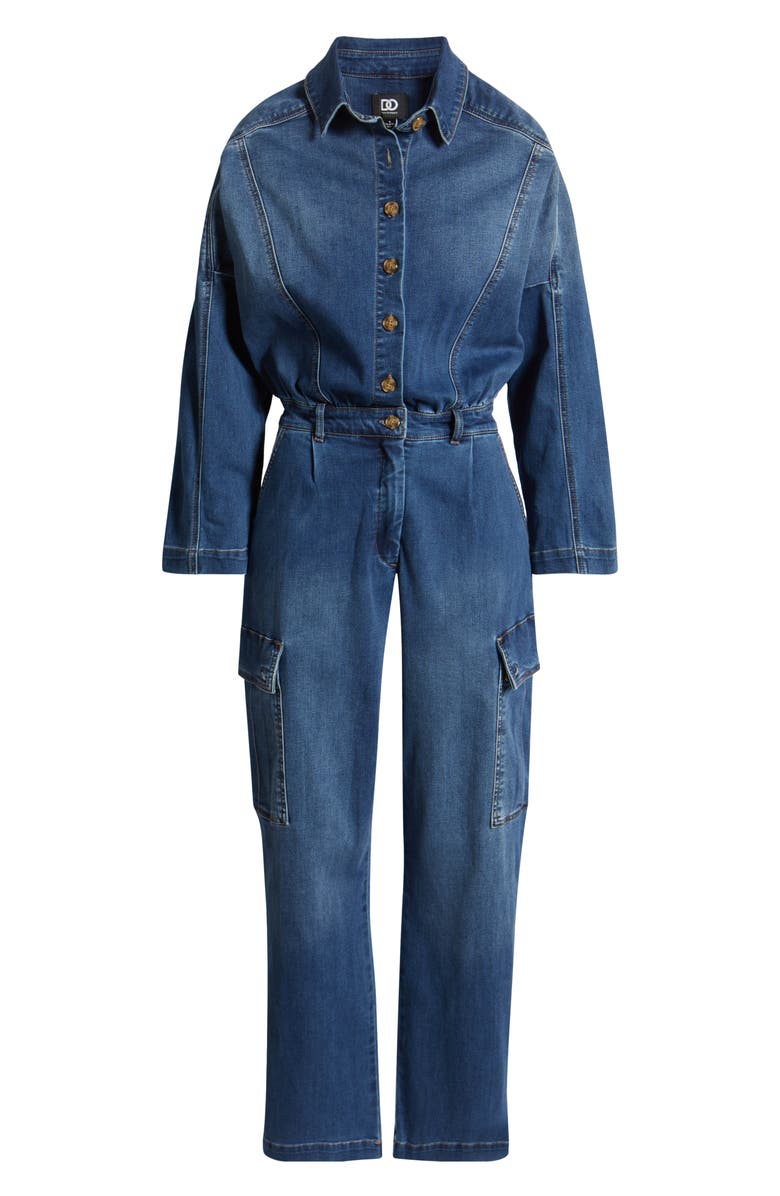 DO by Dee Ocleppo Denim Cargo Jumpsuit, Alternate, color, Link Blue Denim