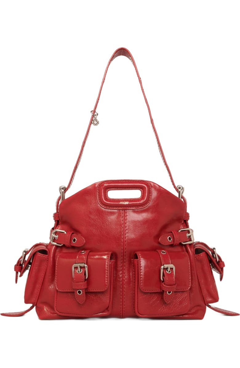 maje Miss M Mini cargo leather bag, Main, color,