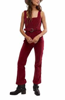 Free People Party Starter Belted Velvet Jumpsuit
