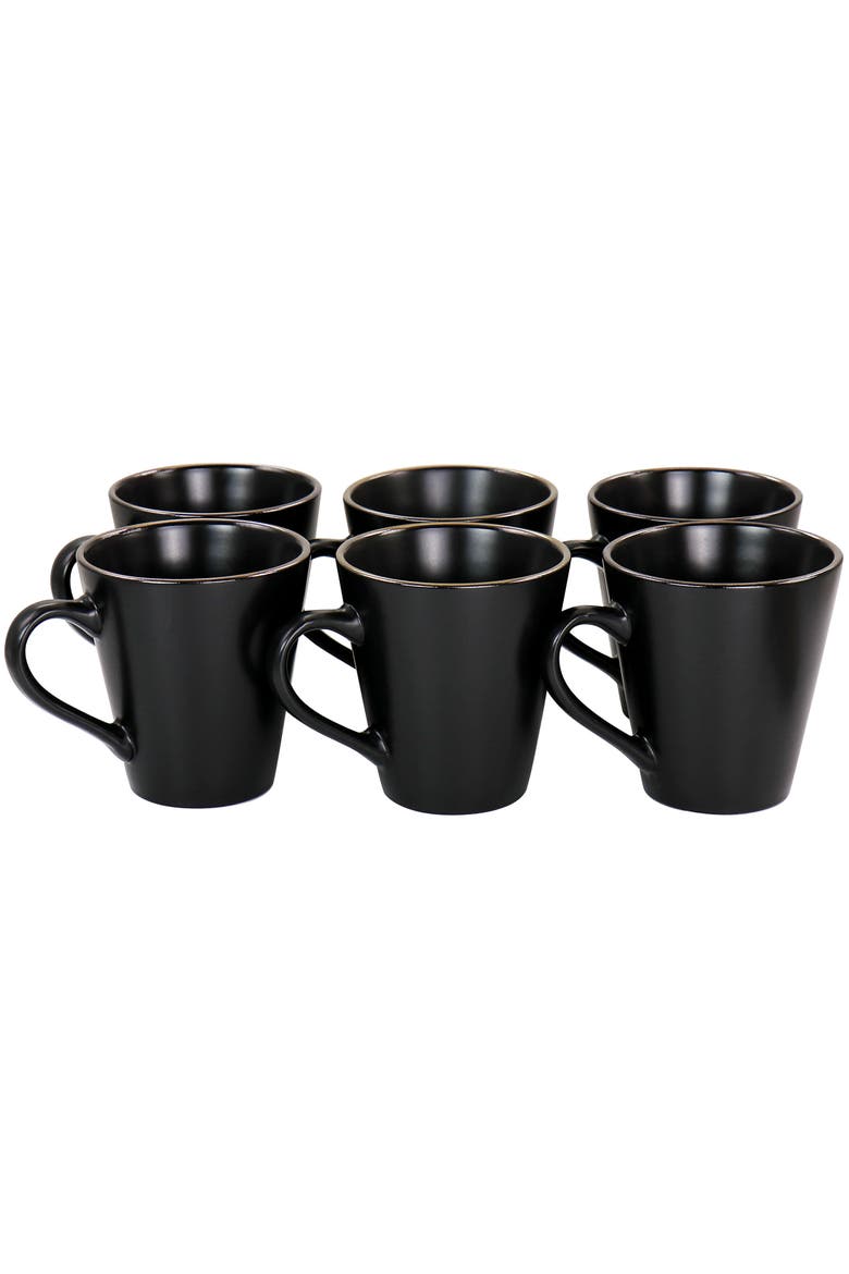 Paul 6 Piece Stoneware Mug Set, Alternate, color, Black