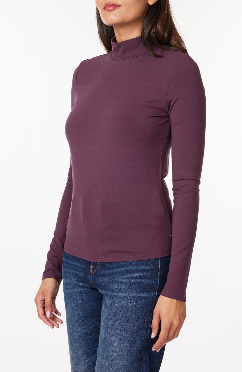 Scotch & Soda Long Sleeve Mock Neck Top, Alternate, color, Plum Perfect
