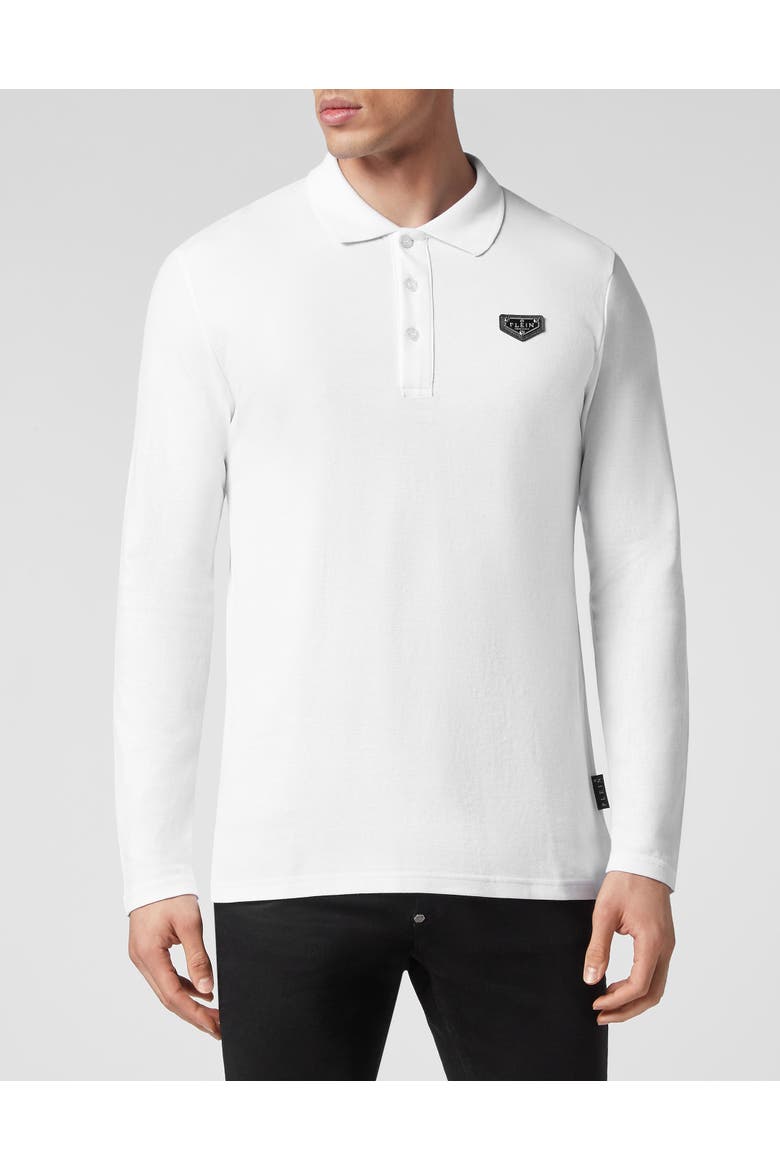 Slim Fit Long-Sleeve Polo Men, Main, color, white