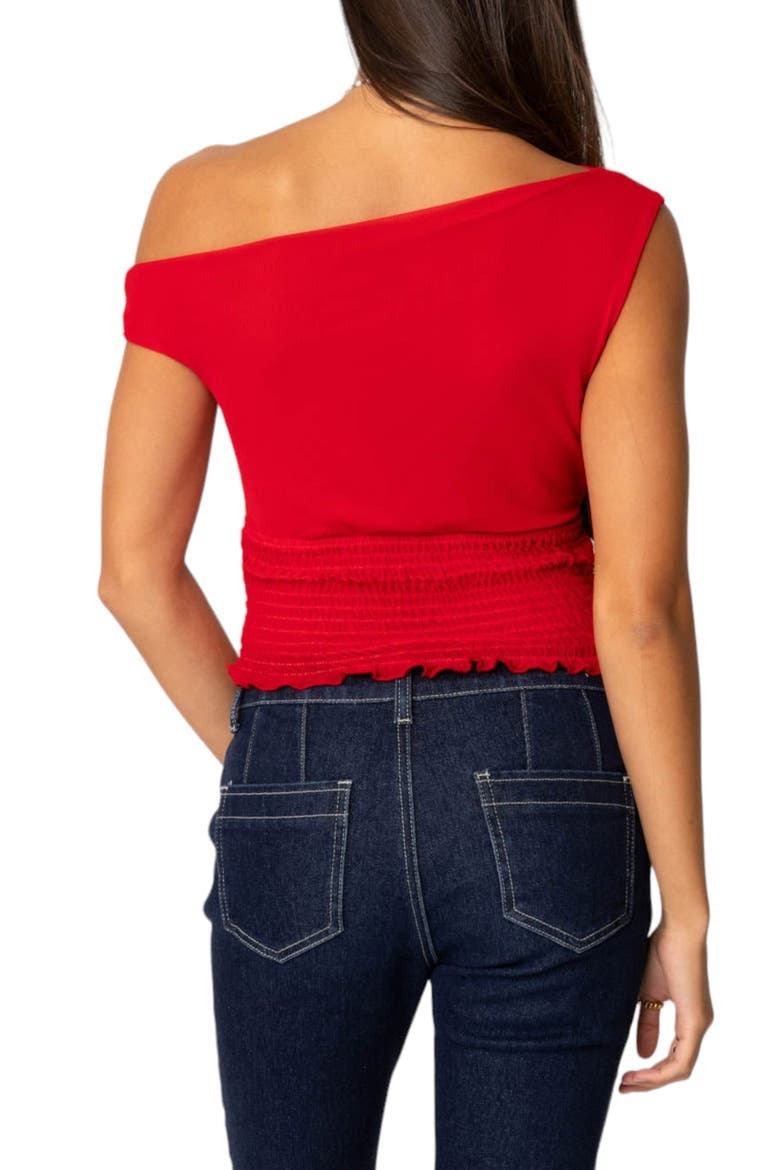 Jenny Scrunched One-Shoulder Top, Alternate, color, RED