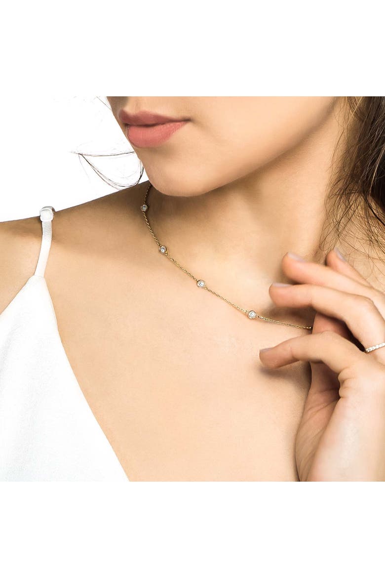 Natural Diamond Station Necklace Bezel-Set 14k(1.00ctw), Alternate, color, Yellow Gold