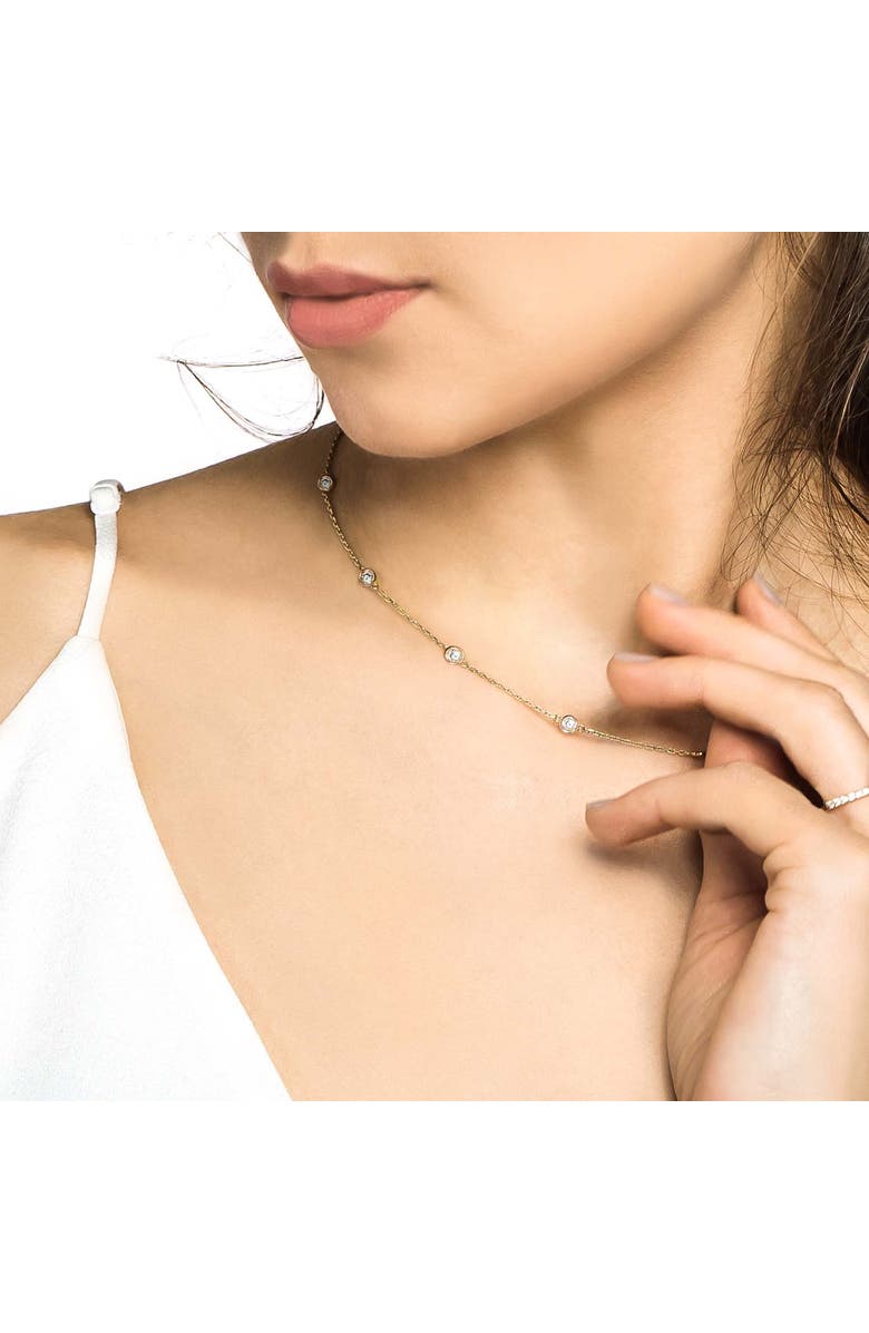 ALLUREZ Natural Diamond Station Necklace Bezel-Set 14k, Alternate, color, Yellow Gold
