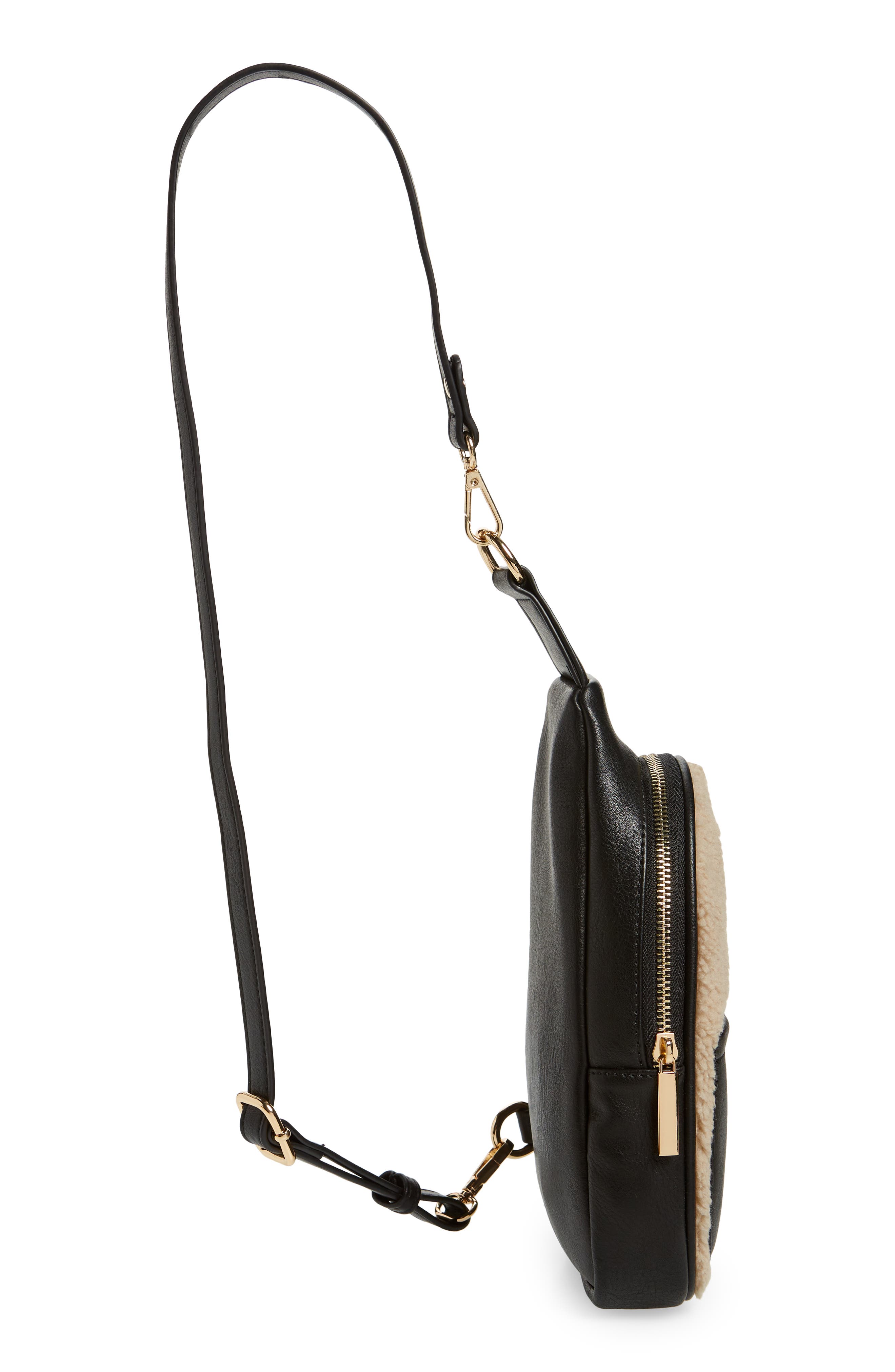 Gwen Mixed Media Water Resistant Sling Bag, Alternate, color, BLACK
