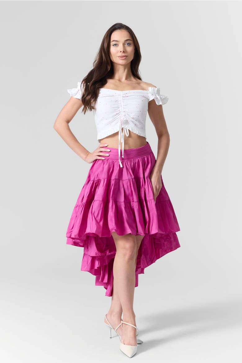 Off-Shoulder Top & Skirt Set, Alternate, color, Pink