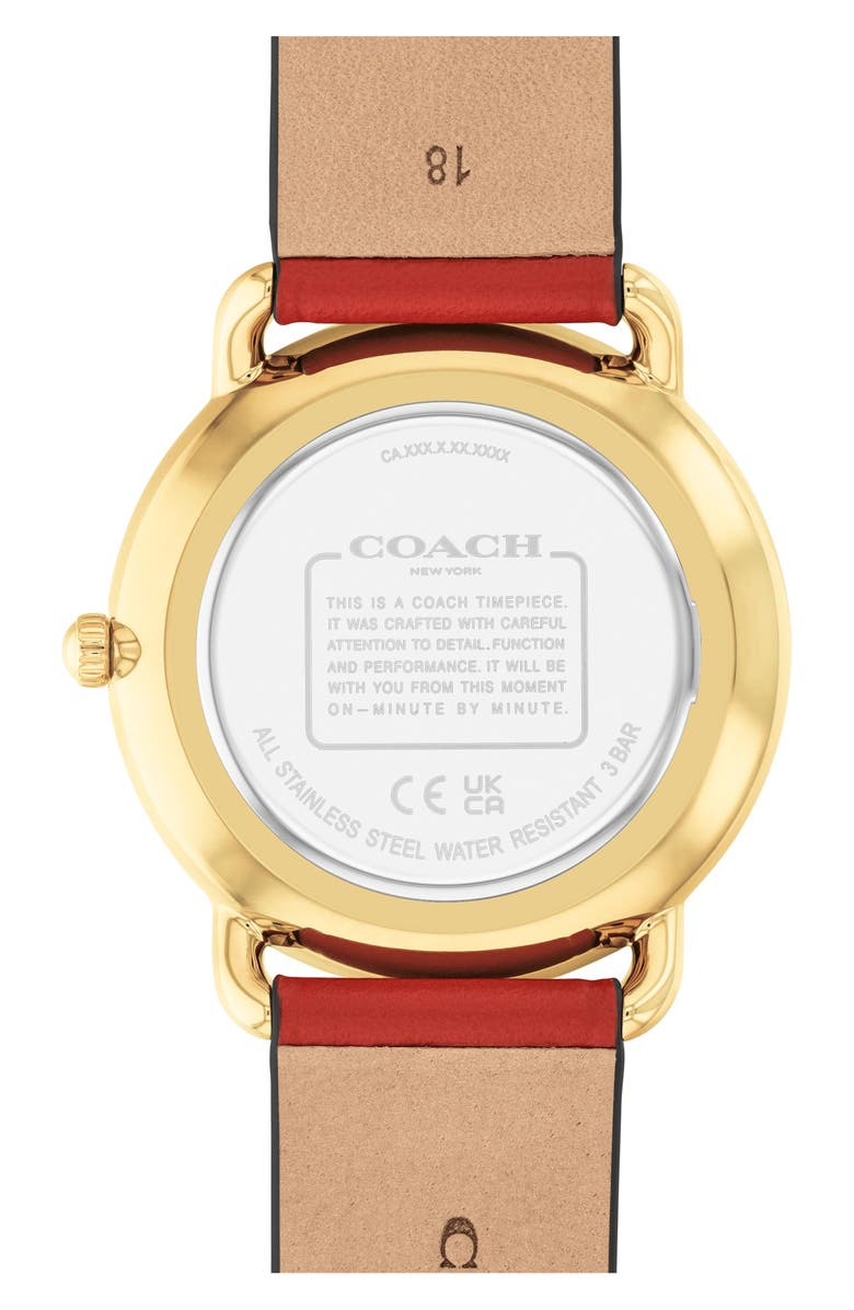 COACH Elliot Leather Strap Watch, 36mm, Alternate, color, Red