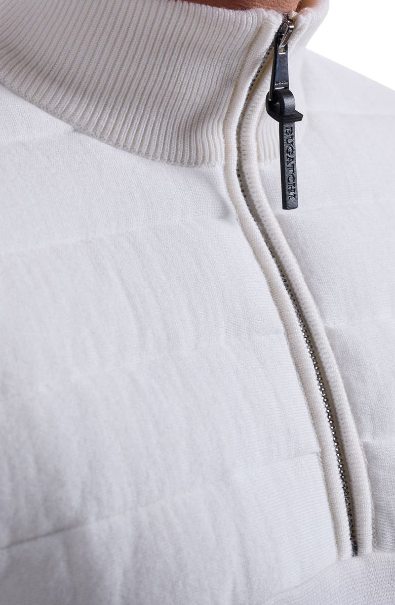 Bugatchi Merino Wool Quarter Zip Polo Sweater, Alternate, color, Chalk