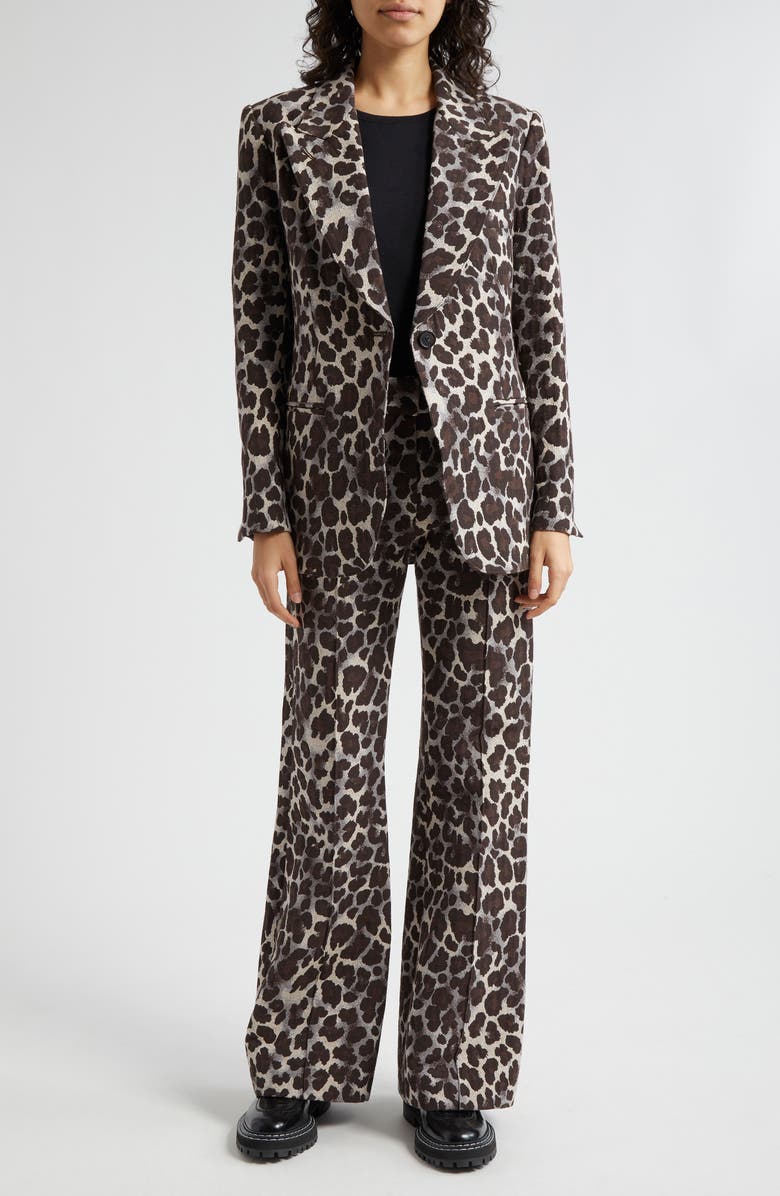 Smythe Leopard Jacquard Cotton Blend Blazer, Alternate, color, 