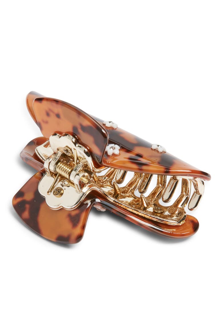 Flower Detail Claw Clip, Alternate, color, BROWN MULTI