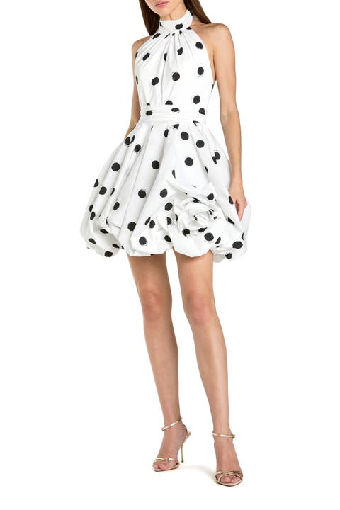 Satin Halter Neck Sleeveless Bubble Hem Mini Dress