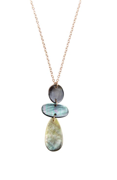 Mother-of-Pearl Round, Oblong & Raindrop Pendant Necklace