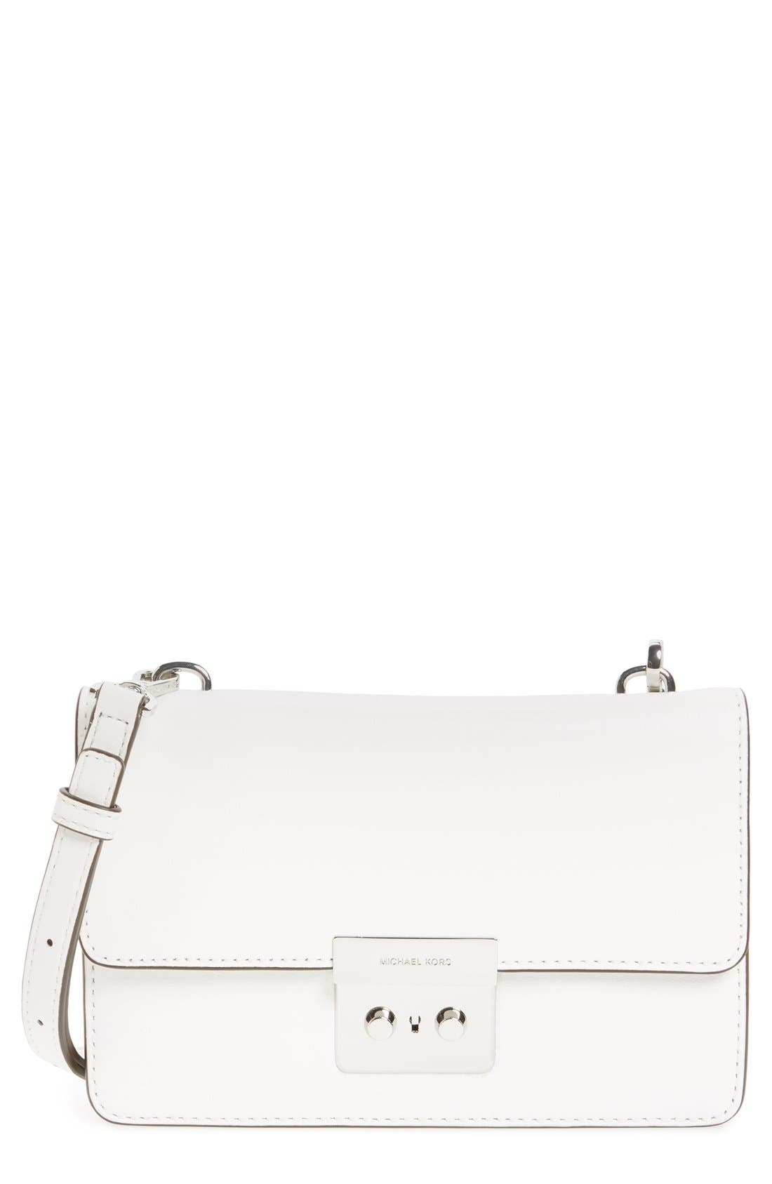 'Small Sloan' Leather Crossbody Bag, Main, color, OPTIC WHITE/ SILVER