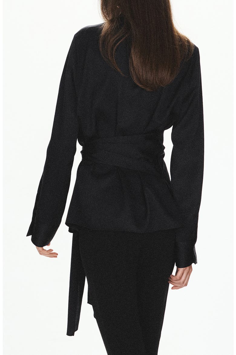 Straight Fit Tie Waist Shirt, Alternate, color, BLACK