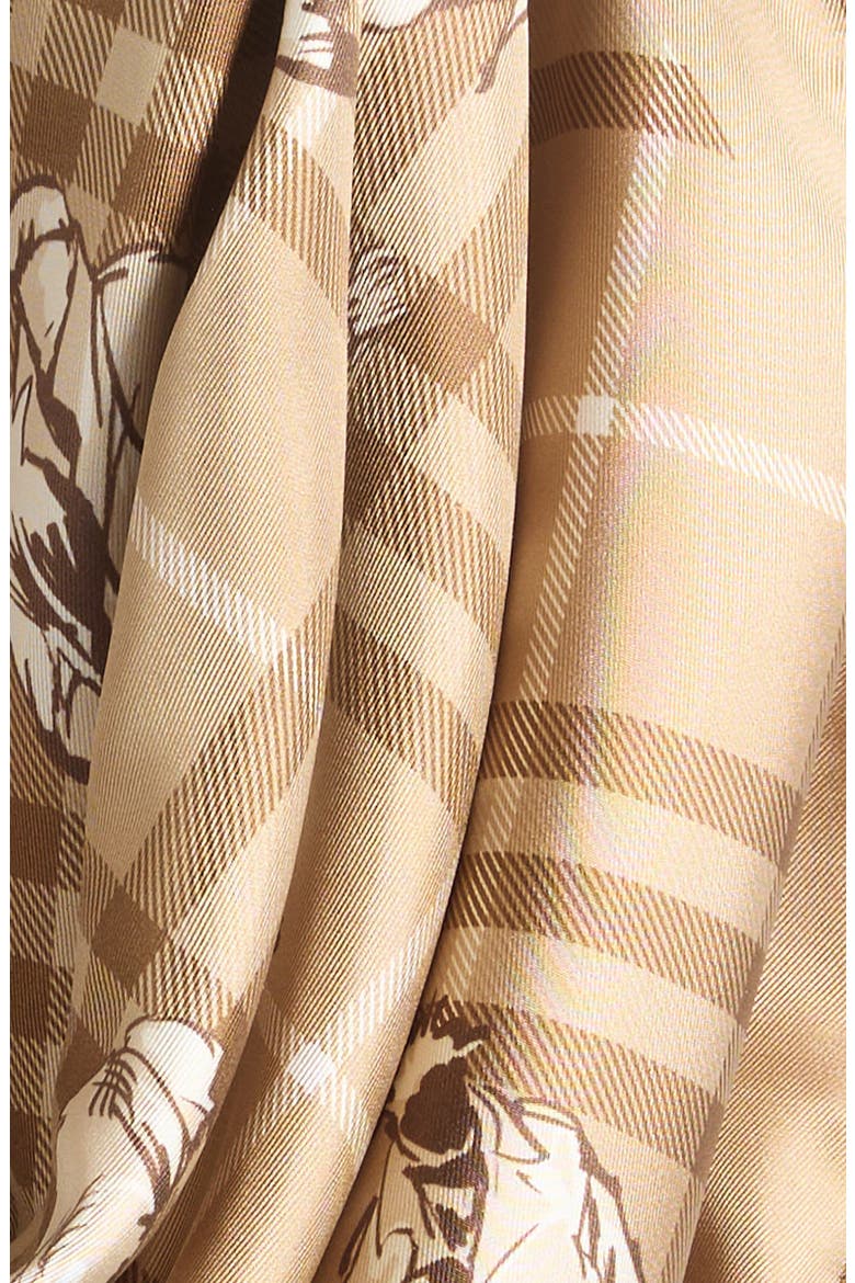 Check & Paws on Parade Print Square Silk Twill Scarf, Alternate, color, FINCH BEIGE