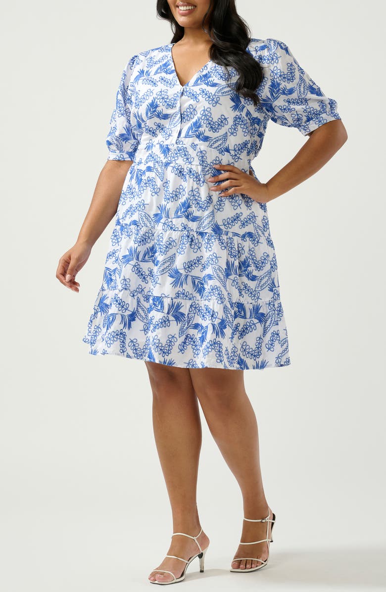 Estelle La Croisette Embroidered Cotton Poplin Shirtdress, Alternate, color, Blue/ Milk