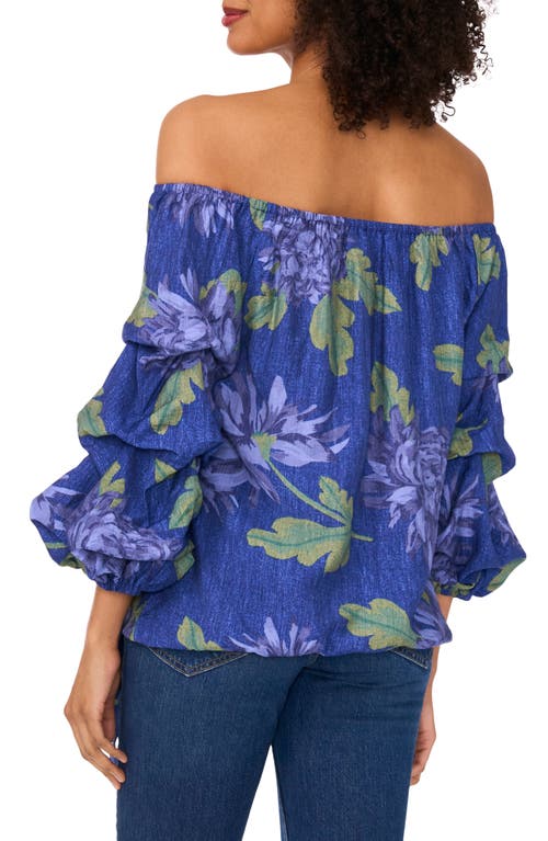 Shop Cece Off The Shoulder Lantern Sleeve Top In Blue Ice