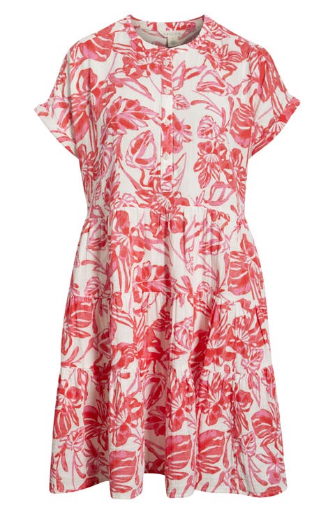 Cotton Gauze Tiered Popover Dress