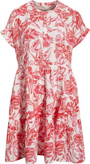 Caslon® Cotton Gauze Tiered Popover Dress