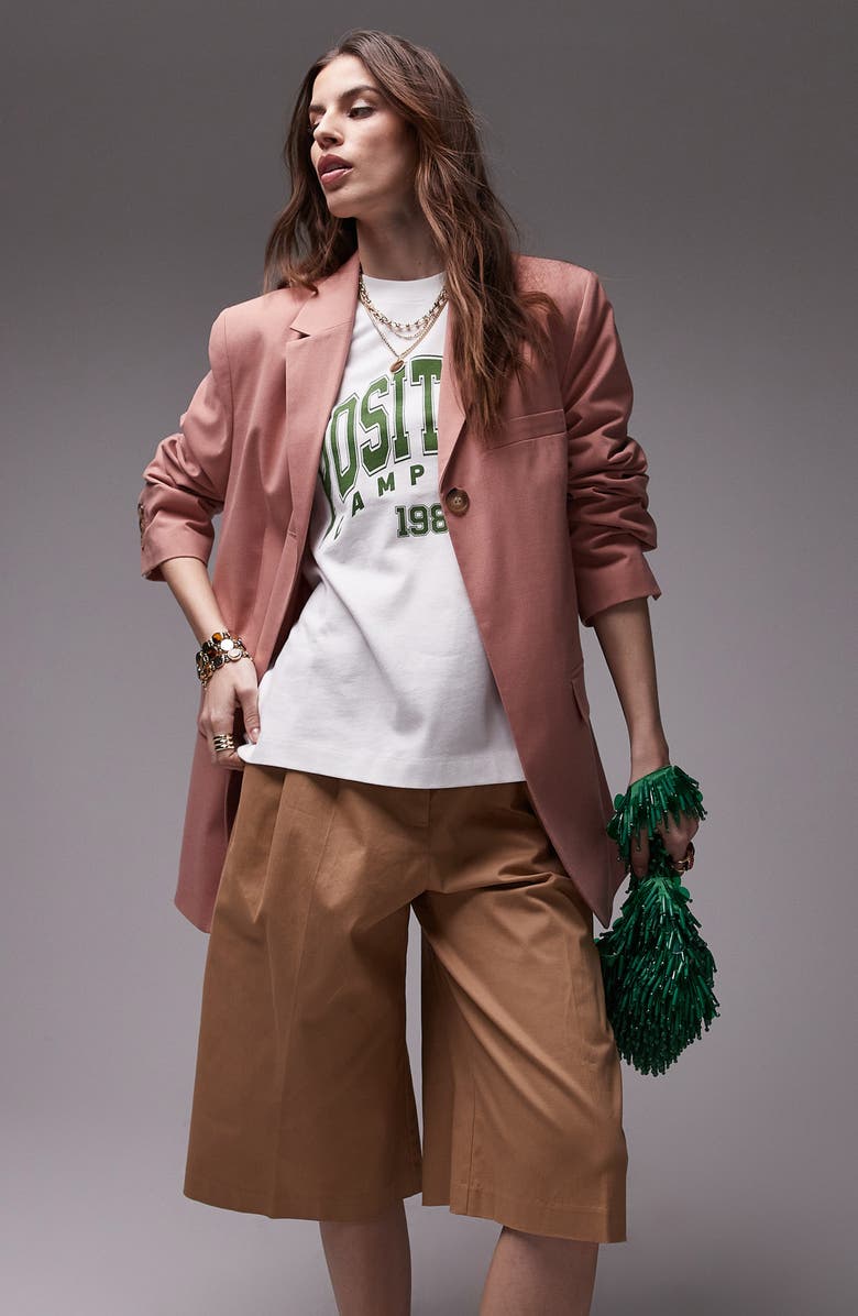 Topshop High Break Tailored Blazer, Main, color, Light Pink